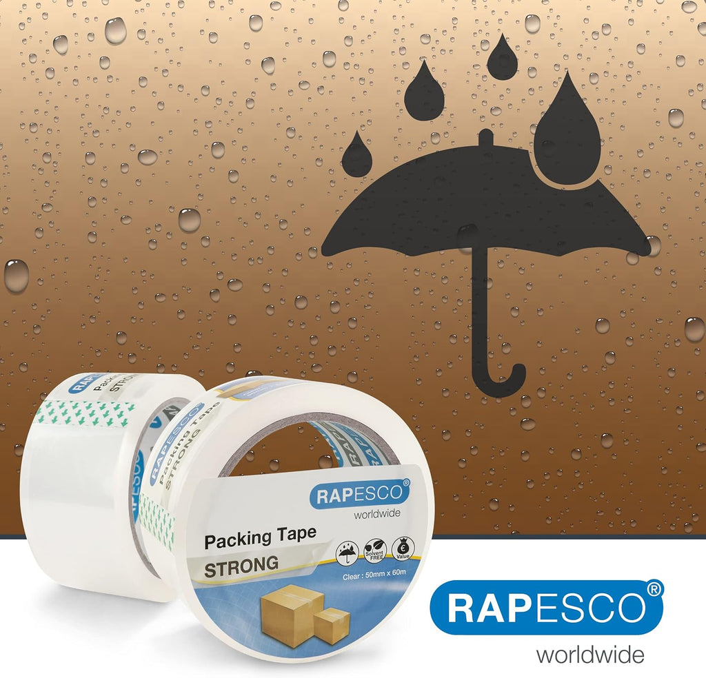Rapesco 1697 Strong Packing Tape 50mm x 60m, Clear, Pack of 2