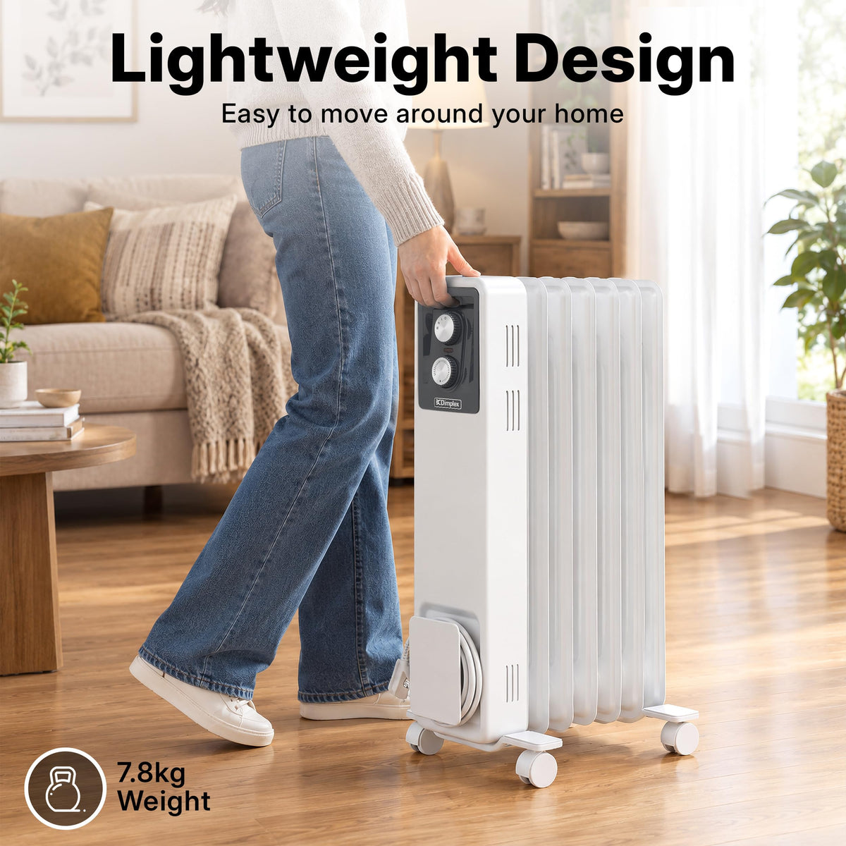 Dimplex ECR20TIE Oil Free Portable Radiator, 2kW Electric Heater, Timer