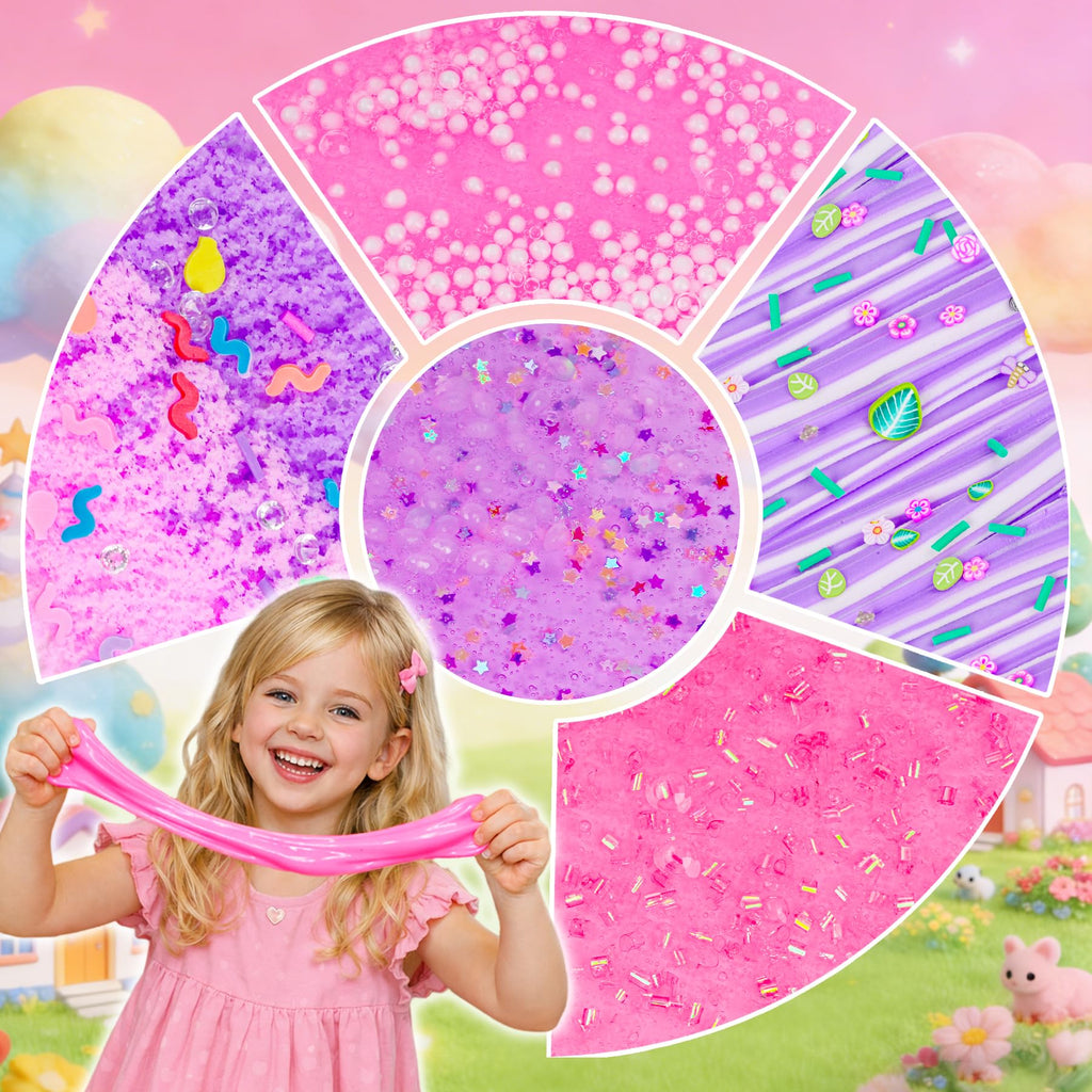6-Pack Pink Slime Kit for Girls, Cloud Butter Squishy Birthday Gift Set