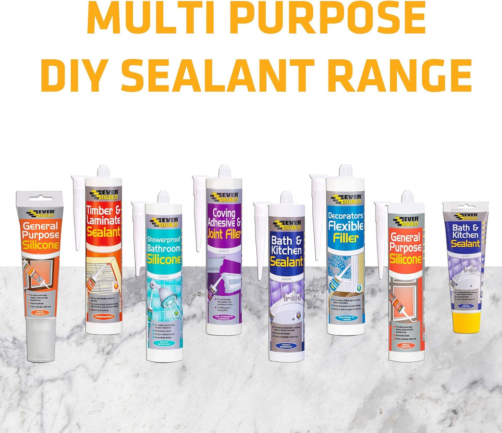 Everbuild Bath and Kitchen Acrylic Sealant – Anti Mould Formulation – White – 290ml cartridge