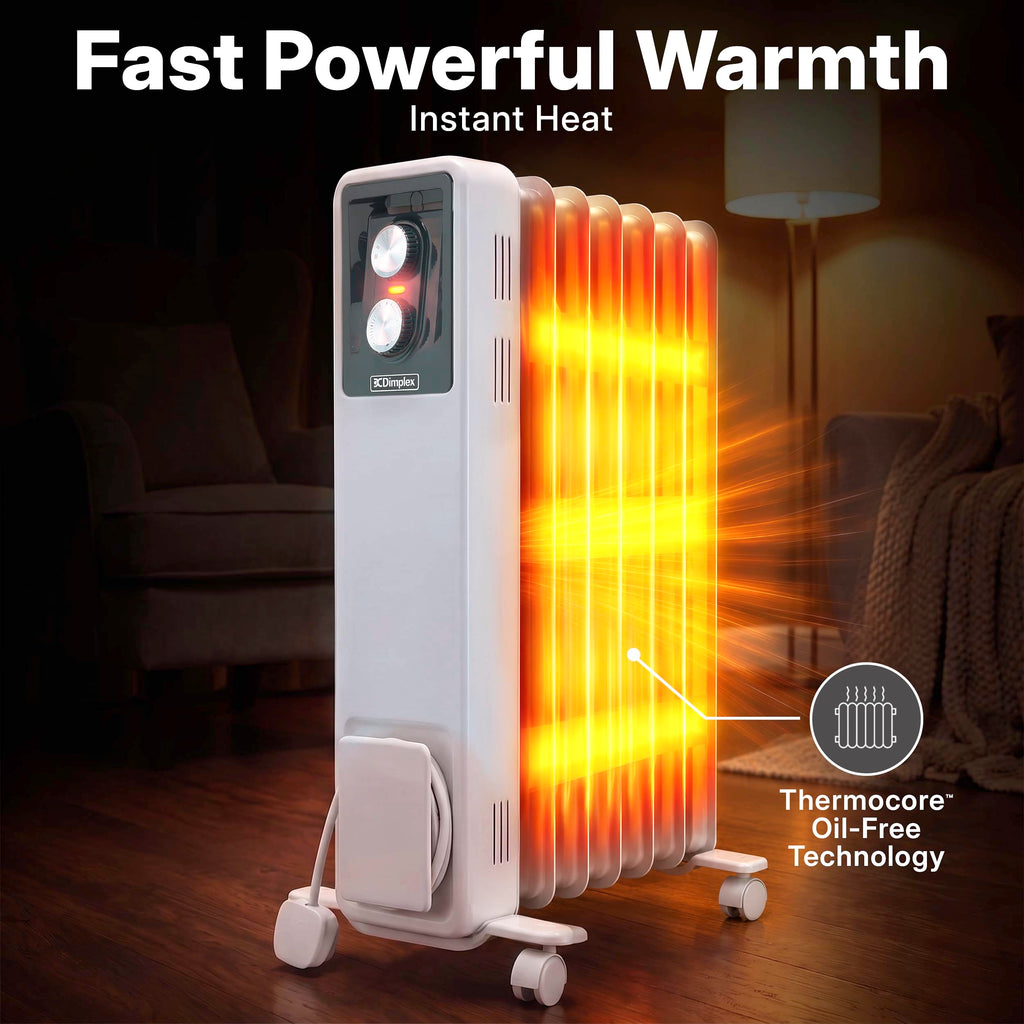 Dimplex ECR20TIE Oil Free Portable Radiator, 2kW Electric Heater, Timer