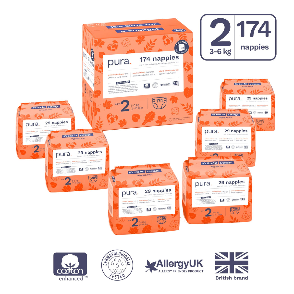 Pura Nappy Size 5 (11–16kg) 132 Count Sensitive Skin