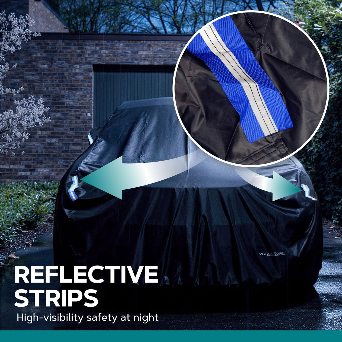 VORSPRUNG® Universal Car Cover(4 Sizes)| Driver Side Zip | Waterproof All Weather| Snow/Sun/Wind Proof |UV Protection Outdoor | Full Fitted |Length 487-530cm | Large Saloons, Executive & Estate Cars