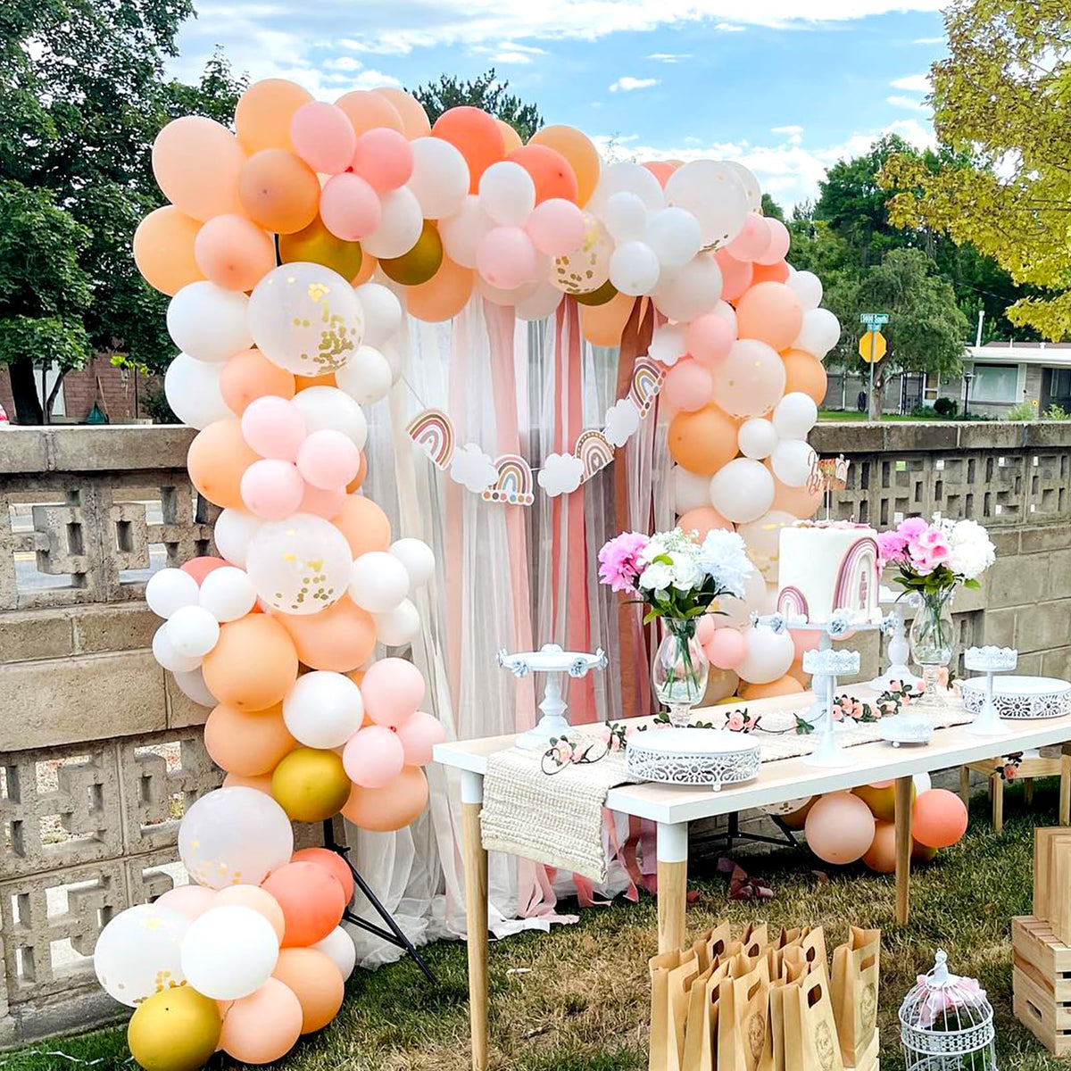 KICNIC Balloon Arch Strip Kit, 82 ft Tape Strips, 500 Glue Point Dots