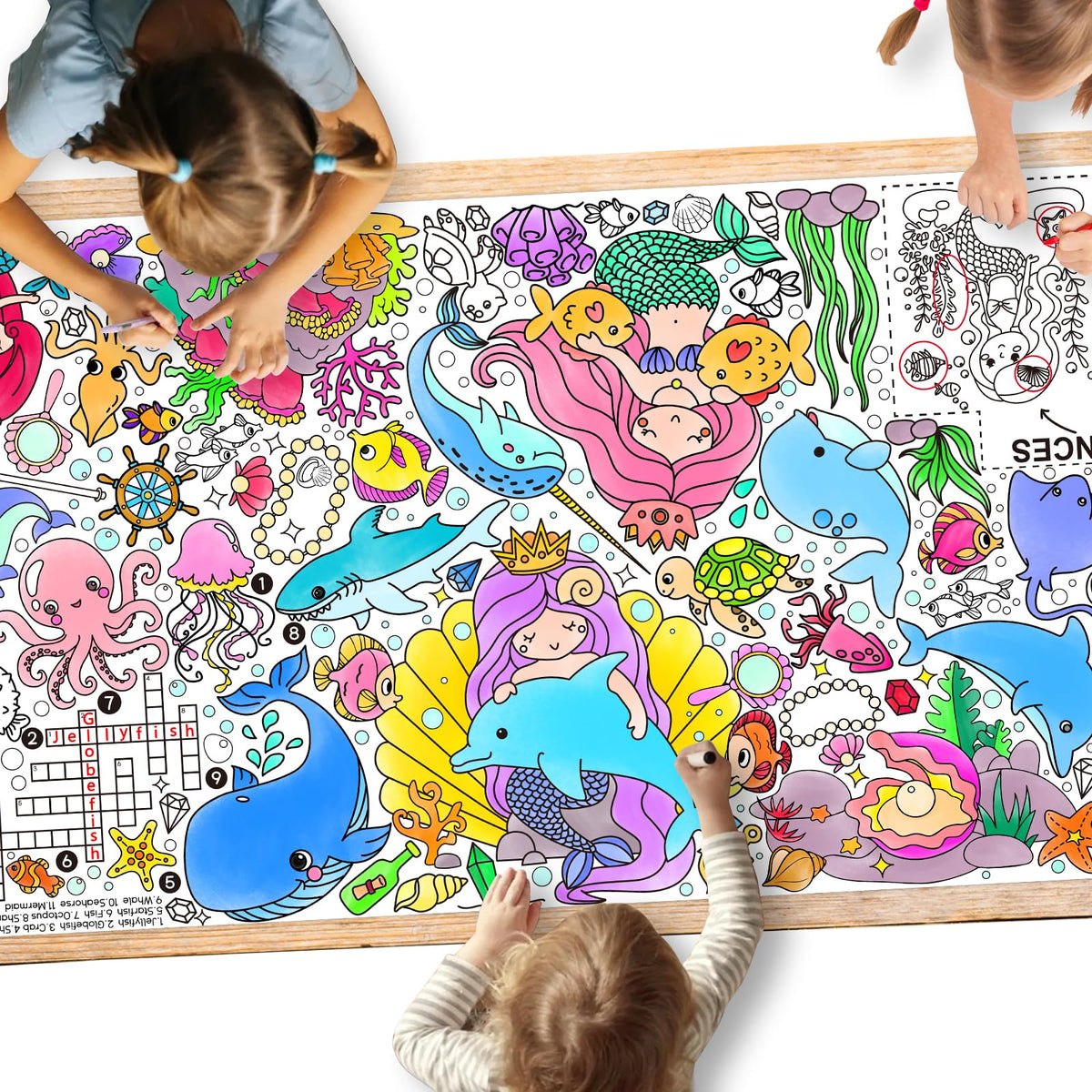 Gatherfun Ramadan Activity Poster & Home Decor - 31.5 x 72 Coloring Banner/Table Cover for Eid Mubarak Decoration, for School Parties & Ramadan Decoration