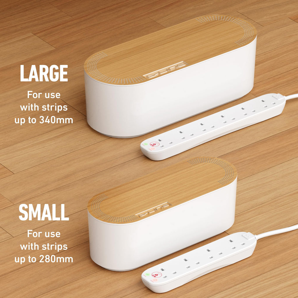 D-Line Cable Tidy Box, Hide Extension Blocks, Desk Cable Management, Organise TV Cables - 415mm (L) x 165mm (W) x 135mm (H) - Large, White