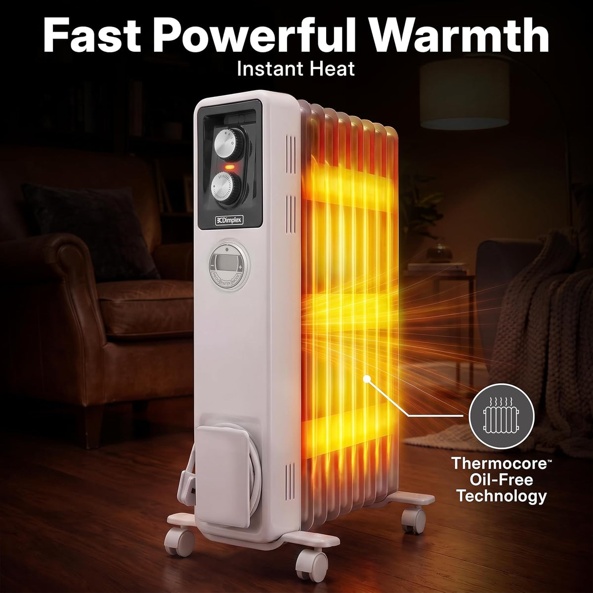 Dimplex ECR20TIE Oil Free Portable Radiator, 2kW Electric Heater, Timer