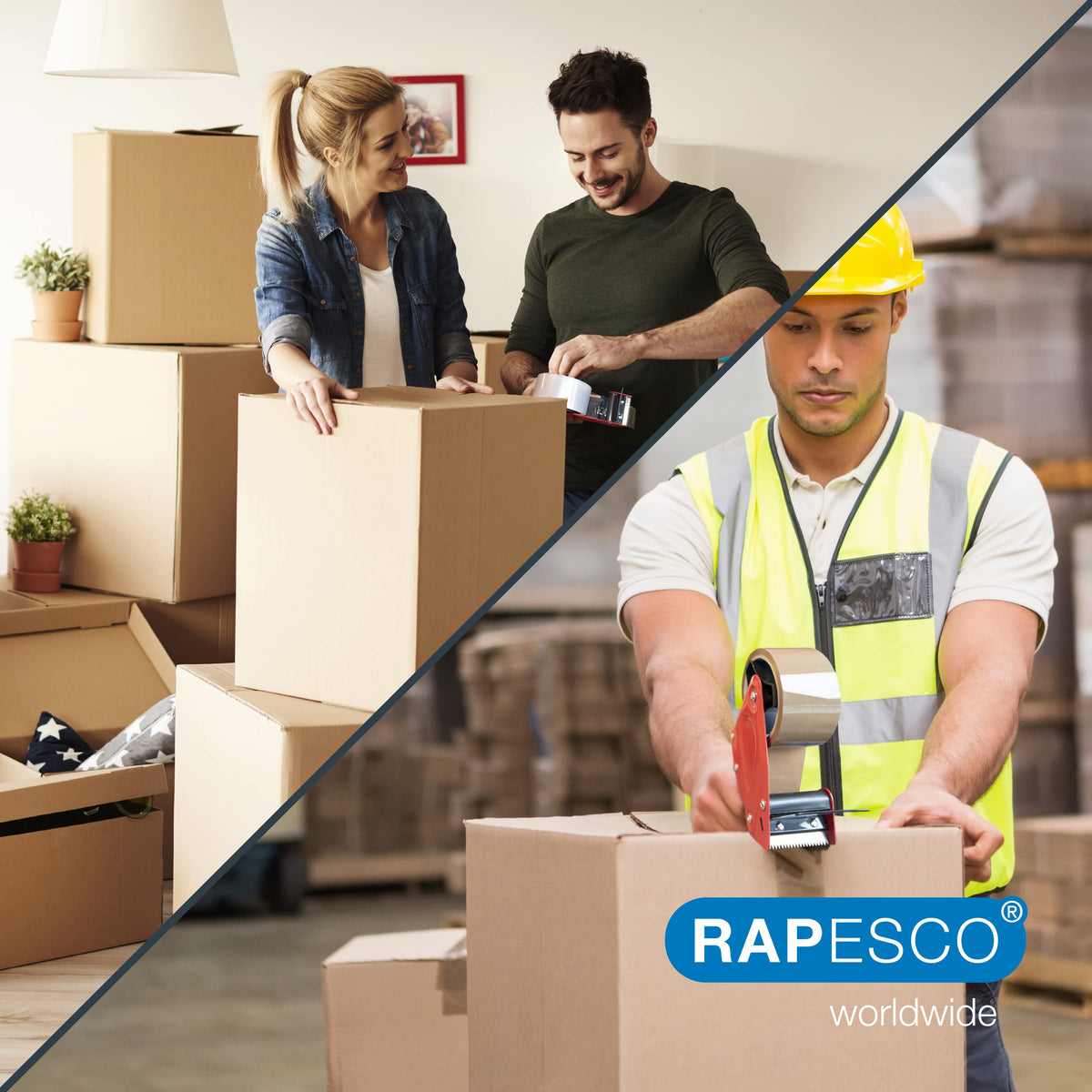 Rapesco 1697 Strong Packing Tape 50mm x 60m, Clear, Pack of 2