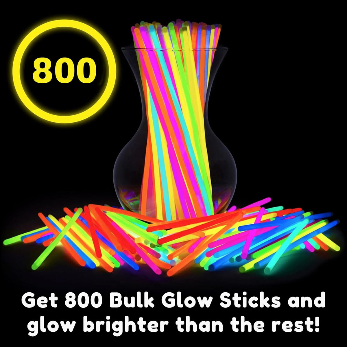 PartySticks Glow Sticks Halloween Party Supplies 100pk - 8 Inch Glow in the Dark Light Up Sticks Party Favors, Glow Party Decorations, Neon Party Glow Necklaces and Glow Bracelets with Connectors