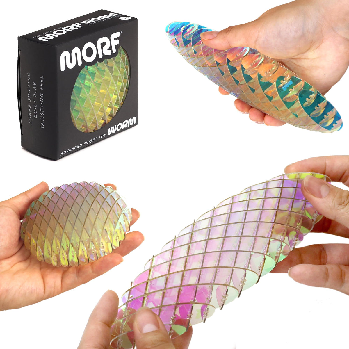 Morf Worm 3D Sensory Fidget Toys for Kids, Teens & Adults, Rainbow, Small