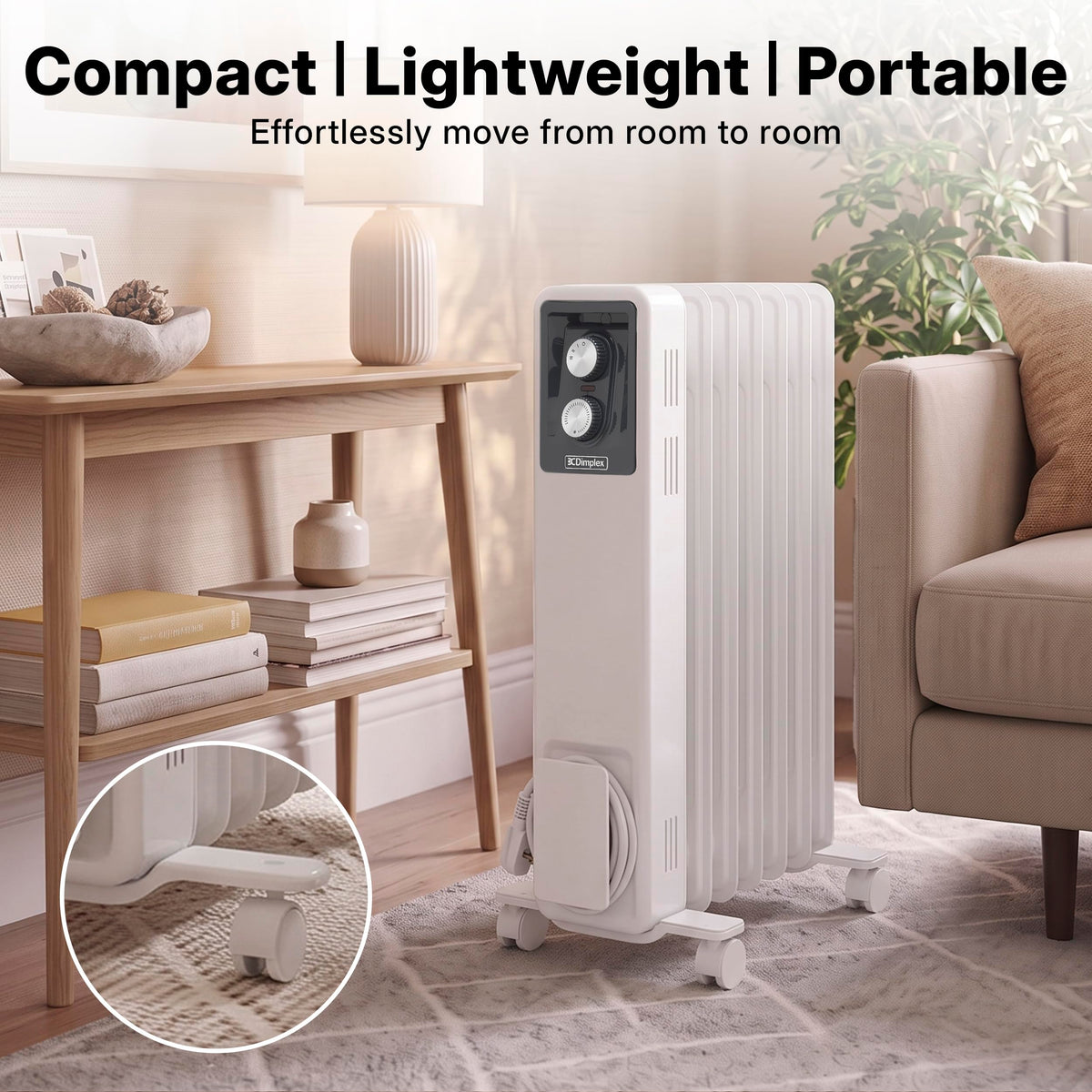Dimplex ECR20TIE Oil Free Portable Radiator, 2kW Electric Heater, Timer