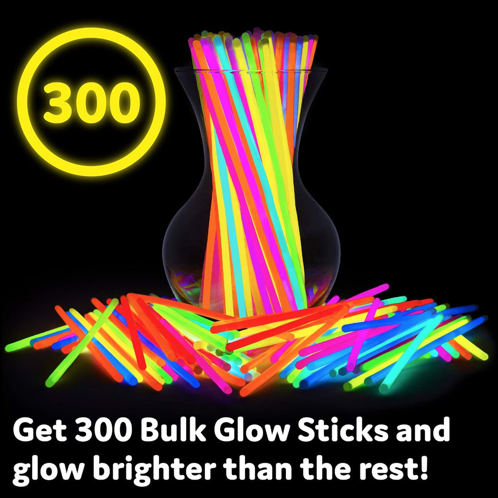 PartySticks Glow Sticks Halloween Party Supplies 100pk - 8 Inch Glow in the Dark Light Up Sticks Party Favors, Glow Party Decorations, Neon Party Glow Necklaces and Glow Bracelets with Connectors