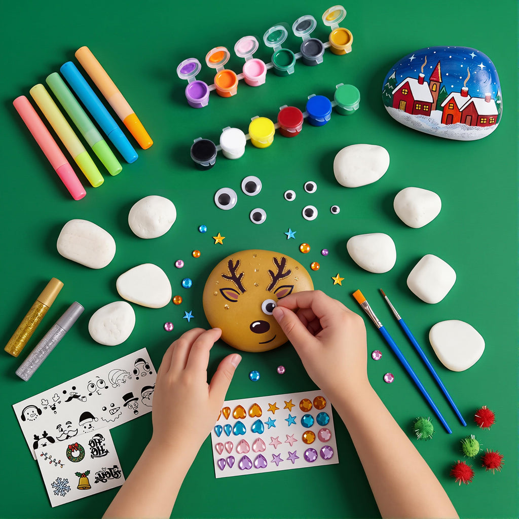 Rock Painting Kit- Glow in The Dark Rock Kit, Arts and Crafts for Kids Ages 6-12, Art Supplies Toy, Kids Craft Paint Kits, Arts & Crafts for Boys Girls Birthday Party Gift Toy