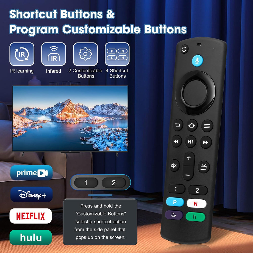 Voice Replacement Remote for Insignia TV/Fir‘eStick/Cube, AMZ Serie Stick(HD, 4K, 4K Max, Lite), Remote with Fir’eSearch, Easy Pairing for Insignia, Hisense, TCL, 3rd Gen Smart TVs