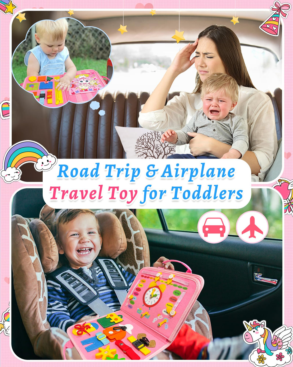 Exorany Busy Board Montessori Toys for Toddler Girl Birthday Gift Busy Book