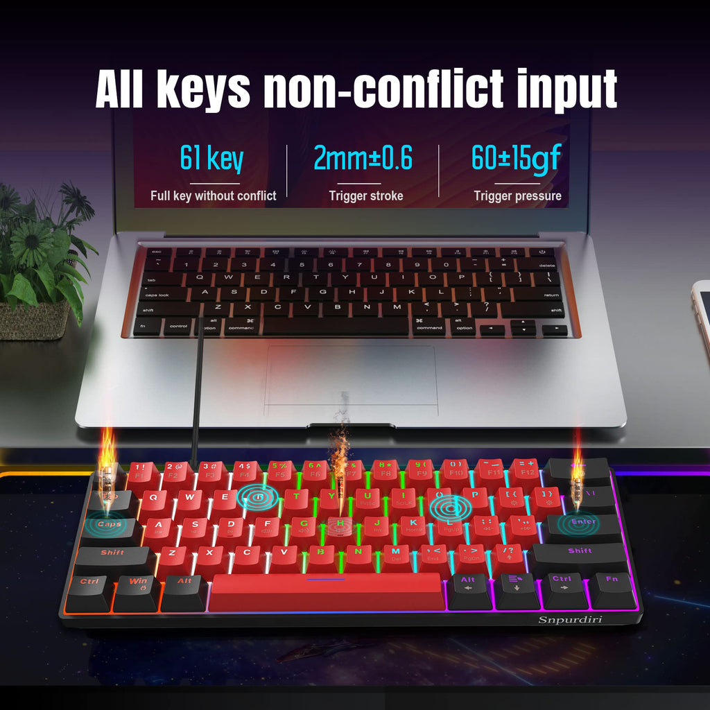 Snpurdiri 2.4G 60% Wireless Gaming Keyboard and Mouse Combo (White-Grey)
