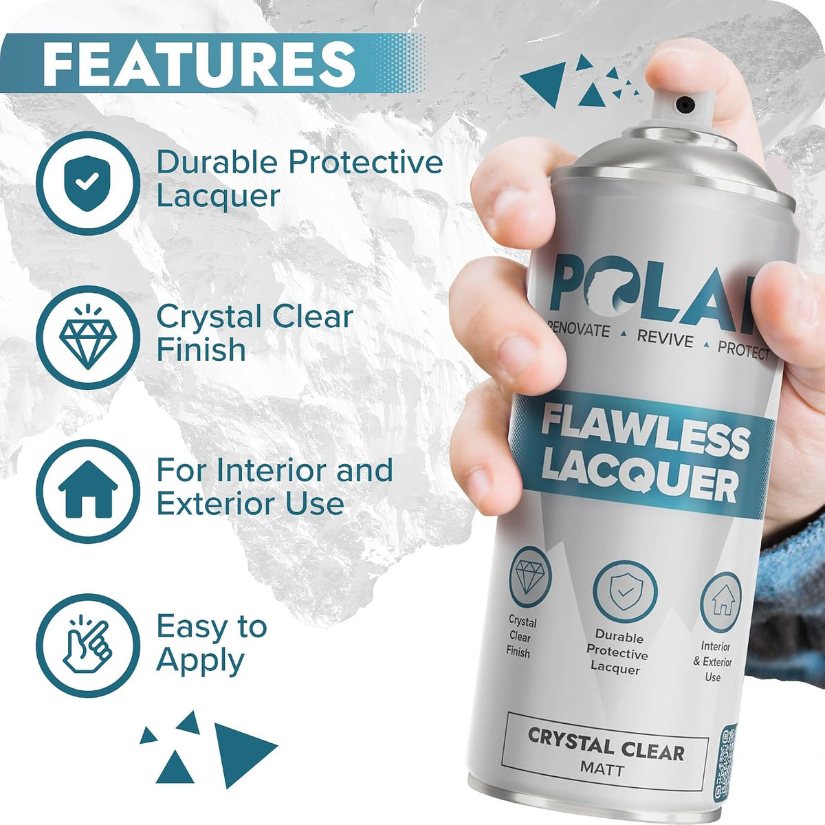 Polar Flawless Lacquer Spray - Clear Coat Spray Paint - Matt - 2x400ml