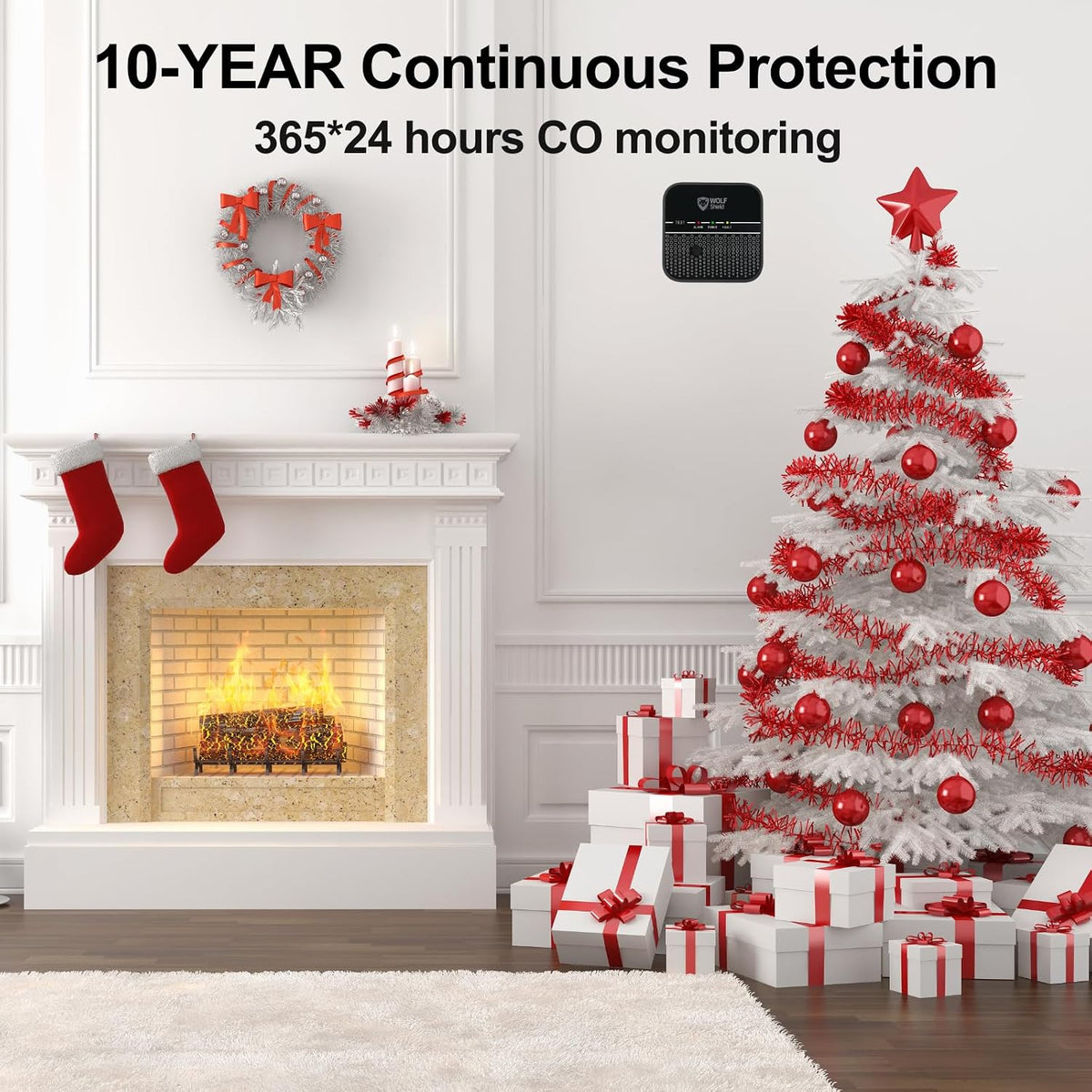 Carbon Monoxide Detector, 10-Year Sealed Battery, EN 50291-1:2018 Certified, 85dB Siren, CO Detector for Home, Caravan, Camping & Travel, Black