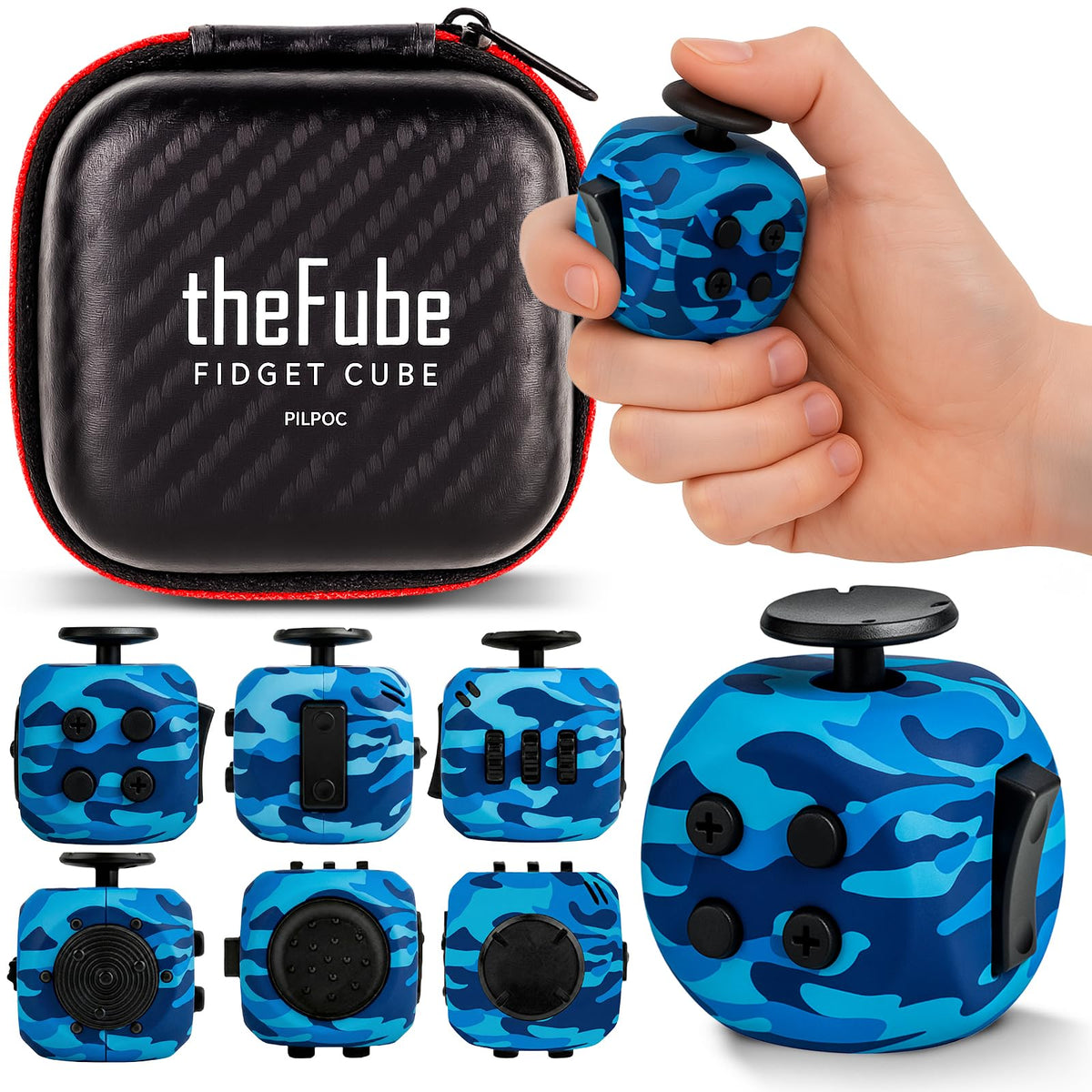 PILPOC theFube Fidget Cube Handy Anxiety Toys for Kids and Adults (Black)