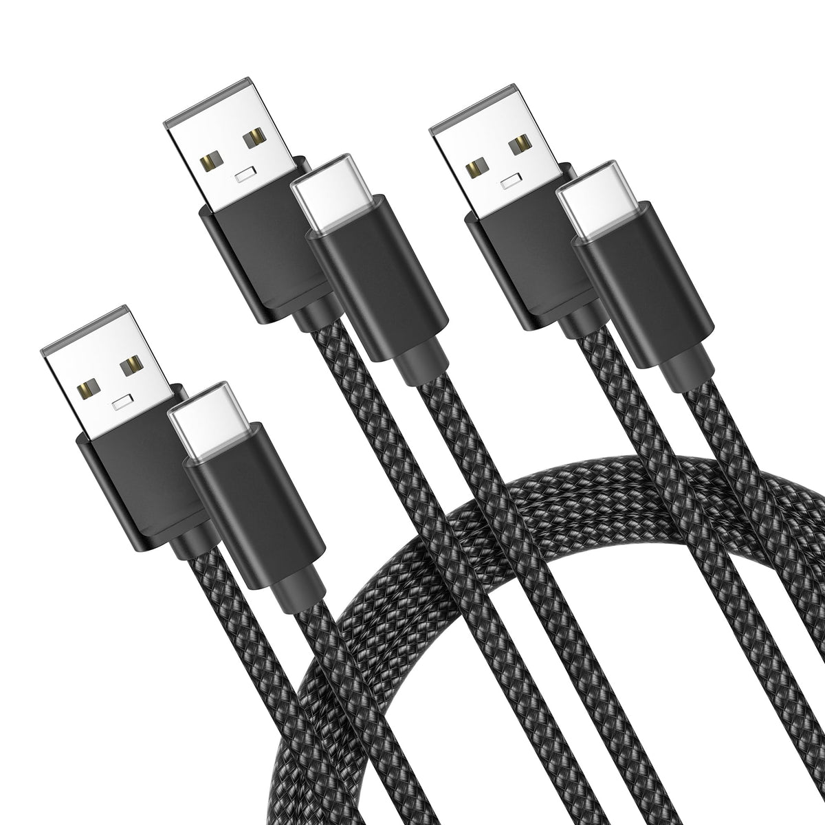 BASESAILOR USB A to USB C Charger Cable 3Pack 0.5/1/2M Black