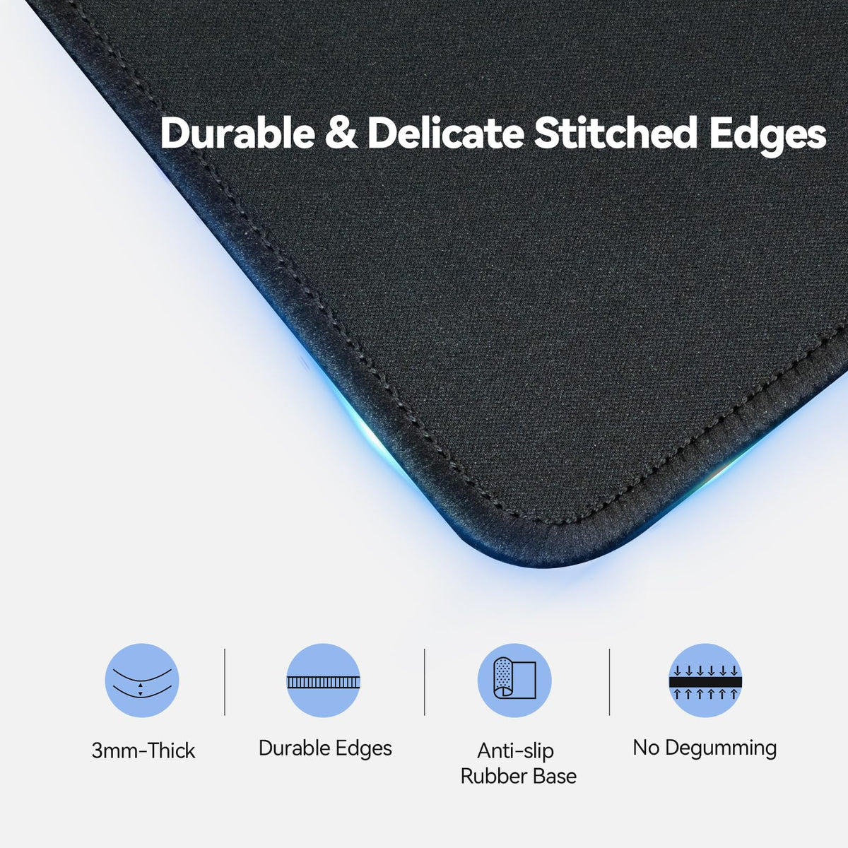 TECKNET Mouse Mat, 2 Packs with Stitched Edges, 270x210x3mm Mousepad
