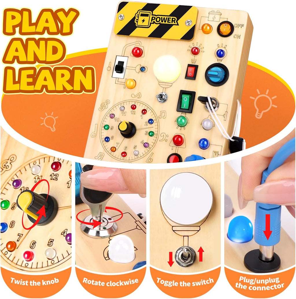 Grarain Busy Board for Toddlers - Montessori Educational Toy for 1-3 Year Old Boys & Girls | Travel-Friendly Sensory Learning Activity | Ideal for Kids with Autism(Busy Board v2)