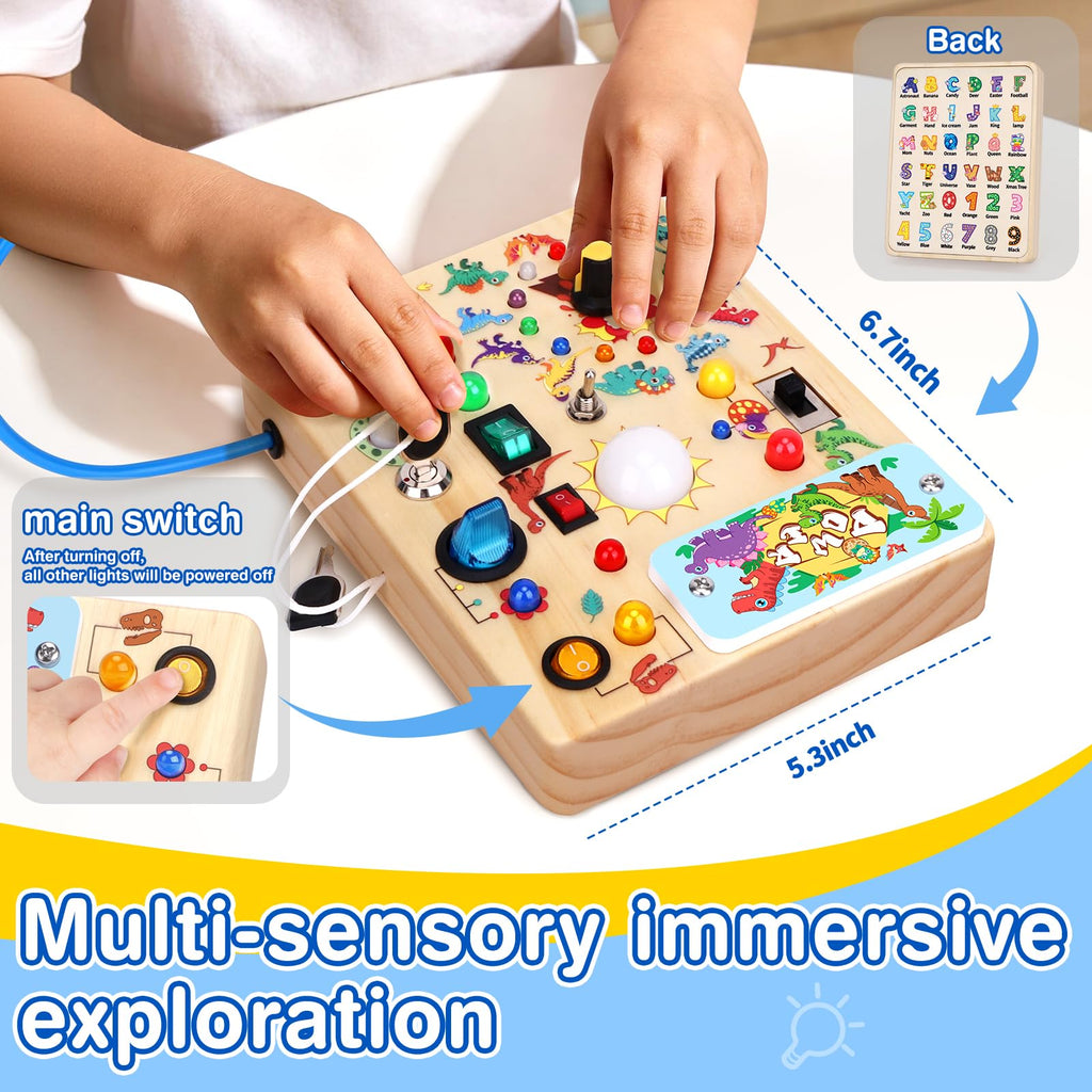 Grarain Busy Board for Toddlers - Montessori Educational Toy for 1-3 Year Old Boys & Girls | Travel-Friendly Sensory Learning Activity | Ideal for Kids with Autism(Busy Board v2)