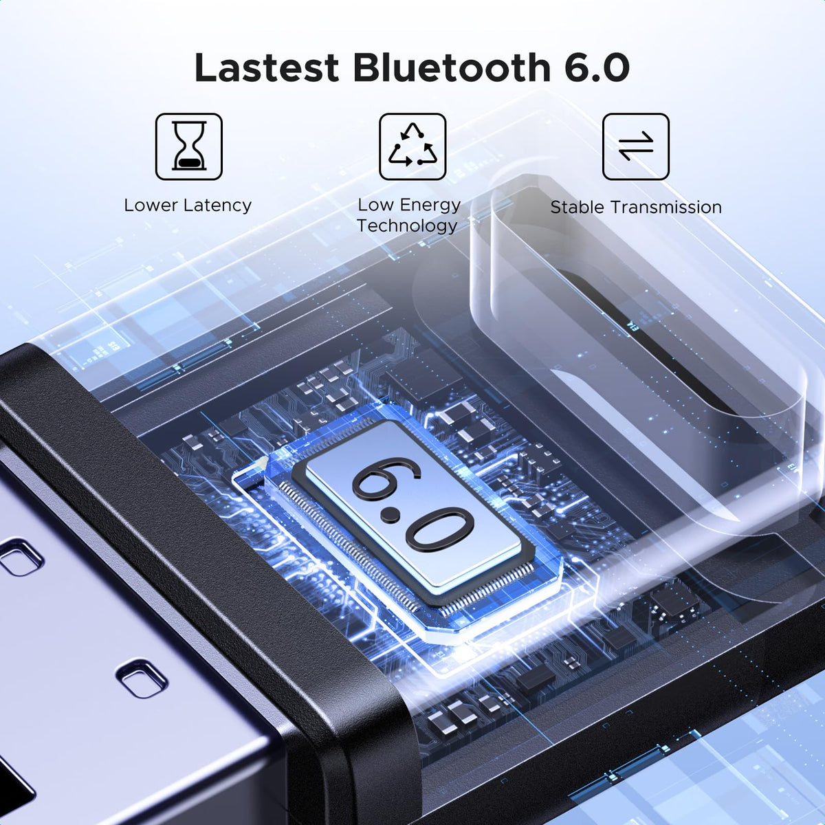 UGREEN Bluetooth 5.3 USB Adapter 328ft/100M Range for PC, Rotatable Antenna