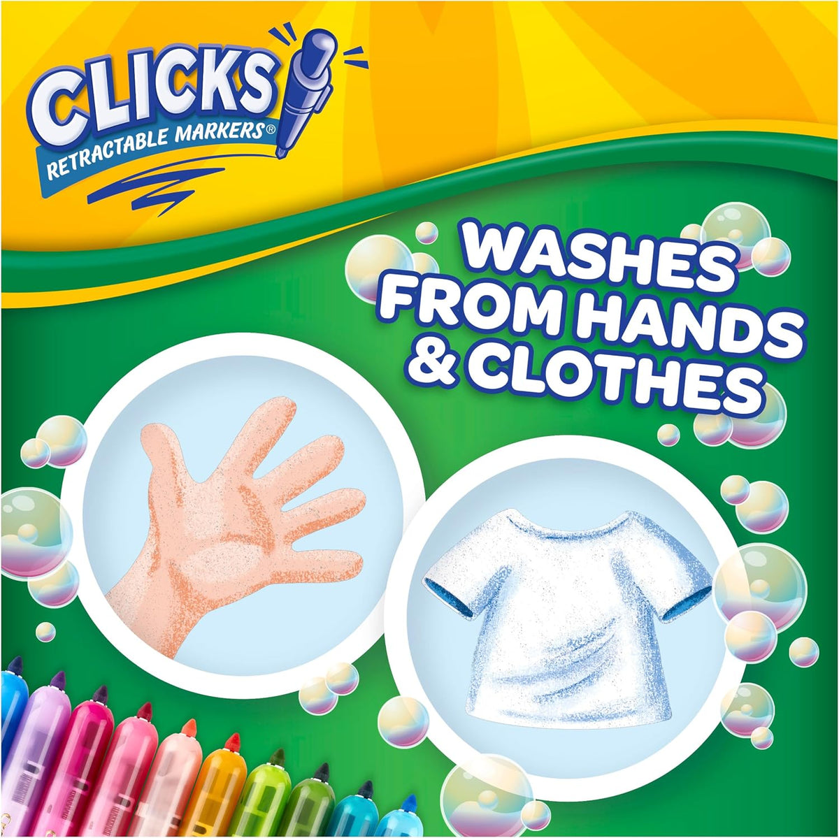 Crayola Clicks Retractable Tip Markers (10ct), Washable Cone Tip Art Marker Set, Cute Aesthetic School Supplies, Classroom Must Haves, Ages 8+