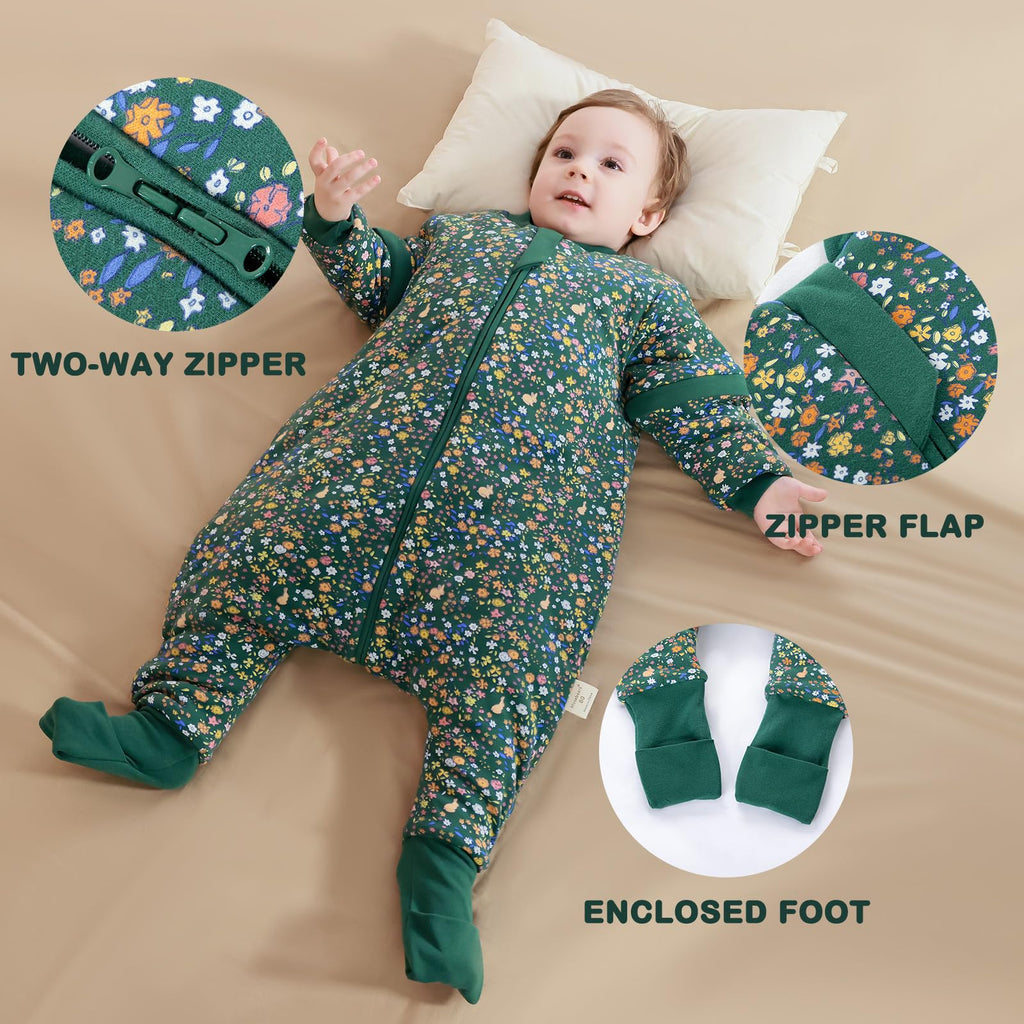 Mosebears Baby Sleeping Bag, 2.5 TOG Baby Sleep Sack with Legs,Winter Sleeping Bag with Removable Sleeves