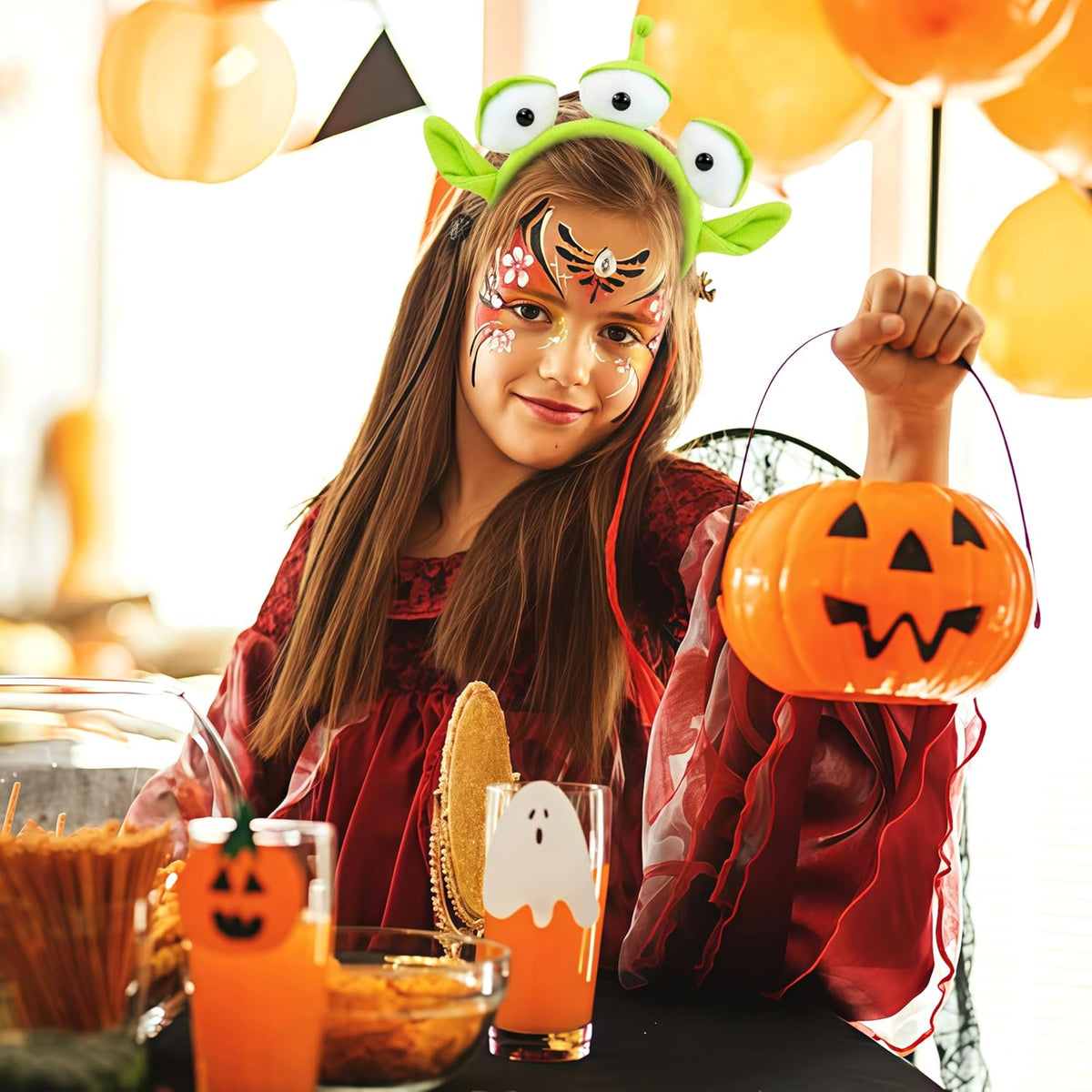 Green Three-eyed Alien Plush headband Alien Monster headband for Halloween Party Birthday, Christmas