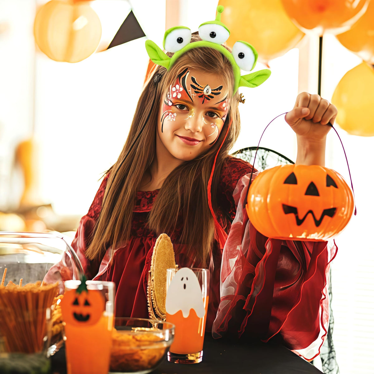 Green Three-eyed Alien Plush headband Alien Monster headband for Halloween Party Birthday, Christmas