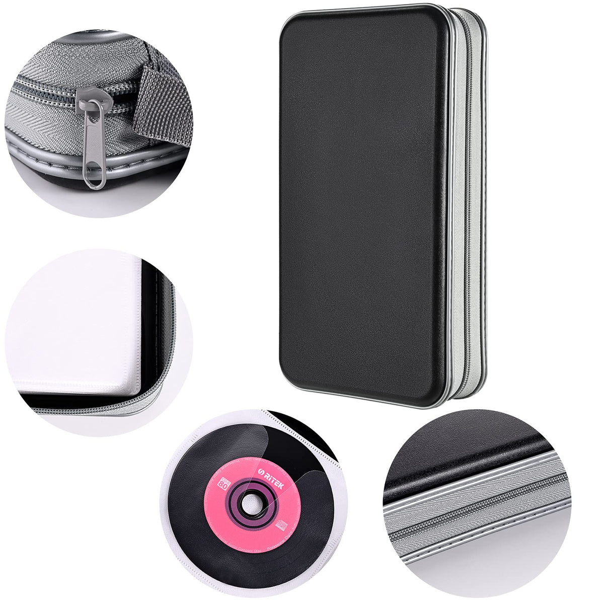 LIOVODE DVD Case, 96 Capacity CD Case Holder Organizer Disc Wallet for Car