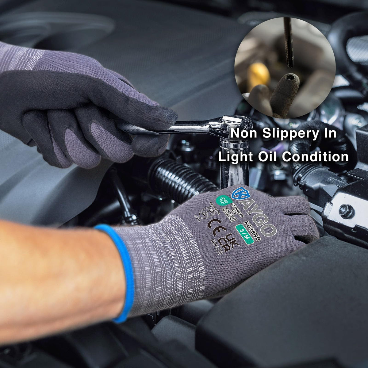KAYGO Safety Work Gloves MicroFoam Nitrile Coated 12 Pairs, KG18NH