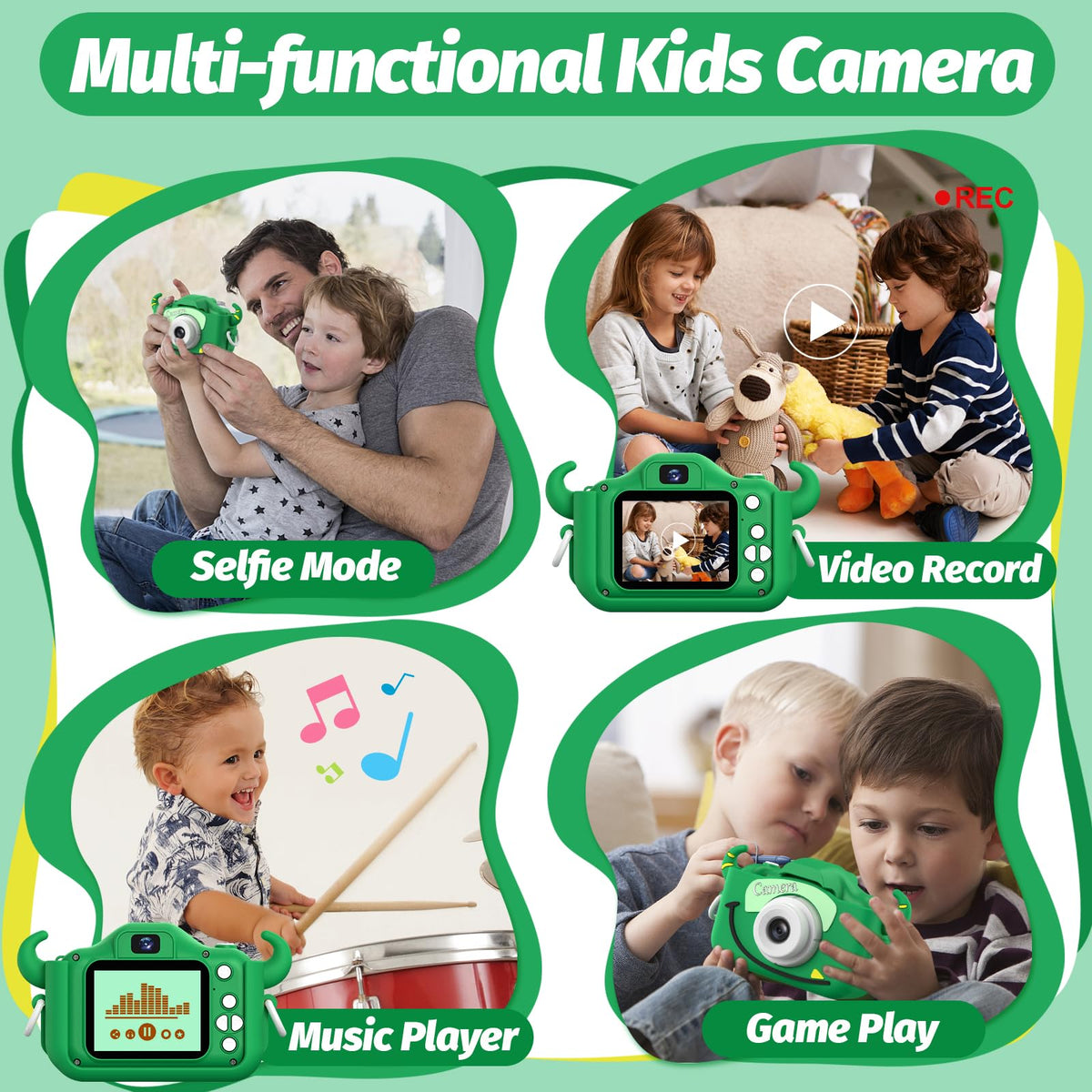 Goopow Kids Camera Toys for 3-8 Year Old Girls Boys,Children Digital Video Camcorder Camera with Cartoon Soft Cover, Best Chritmas Birthday Festival Gift for Kids