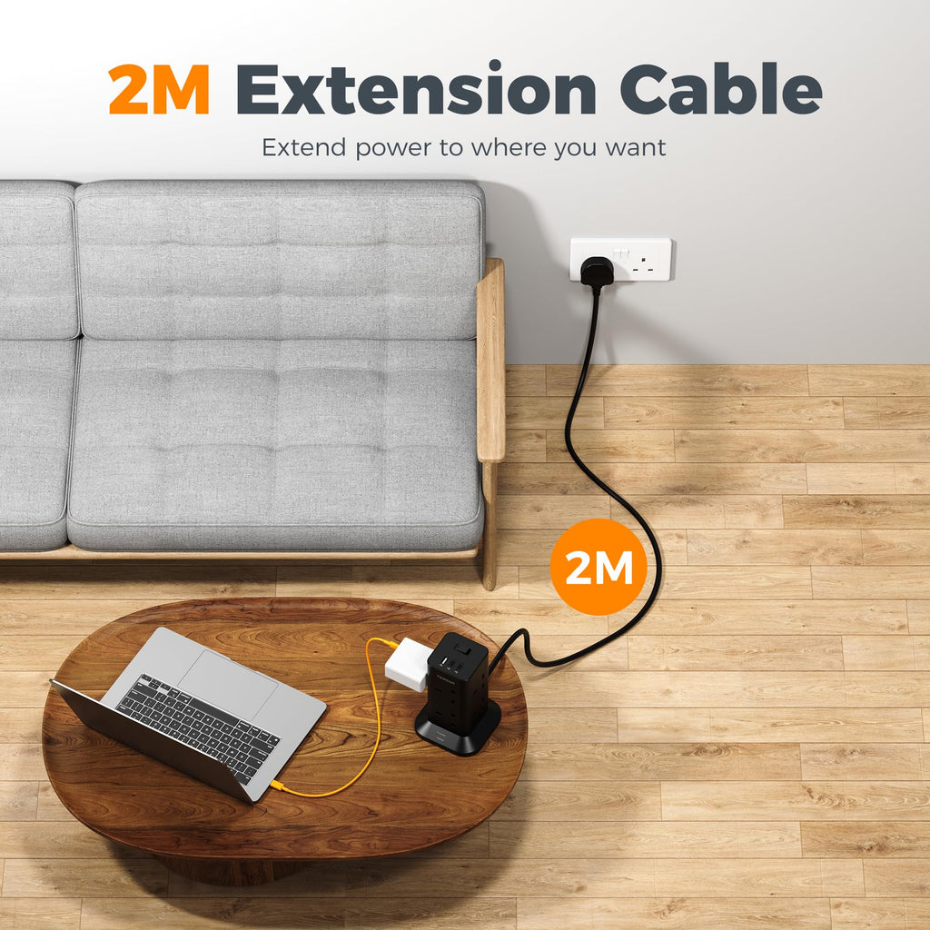 TESSAN Tower Extension Lead 5M with USB C Slots