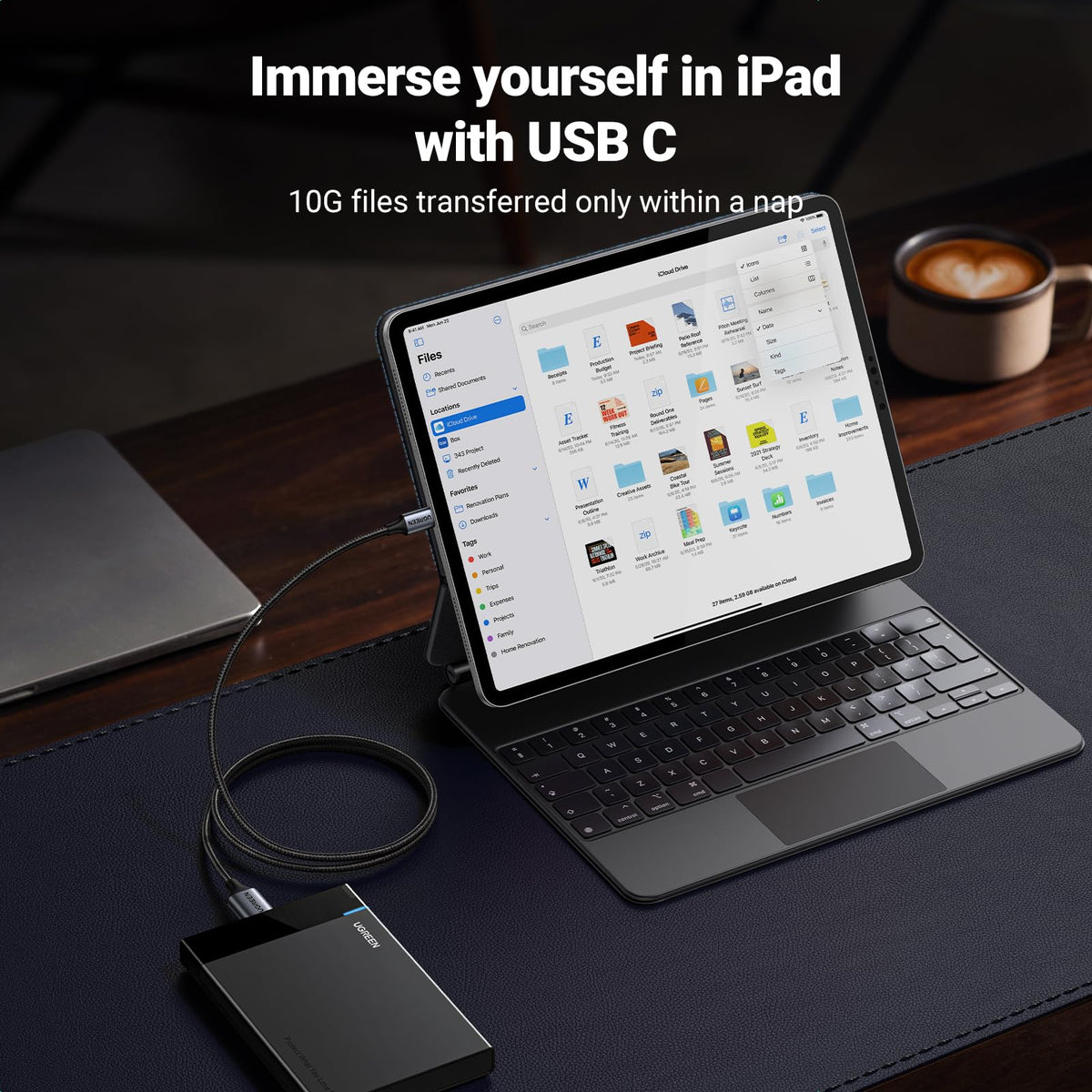 UGREEN Micro B to USB C Hard Drive Cable 10Gbps 1M