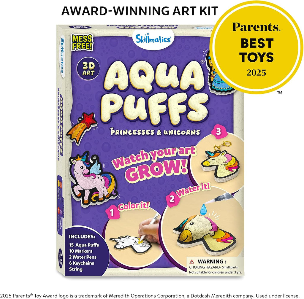 Skillmatics Aqua Puffs Unicorns, Stocking Stuffer for Kids, Paint by Number