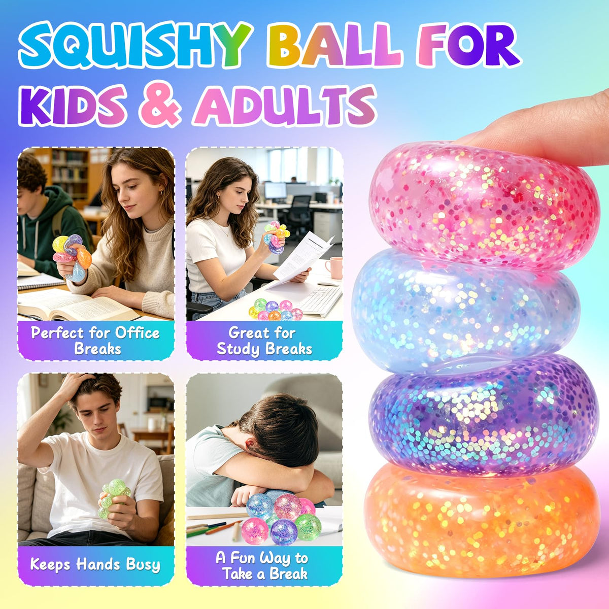 8 Pack Stress Cube ,Slow Rising Stress Balls for Adults