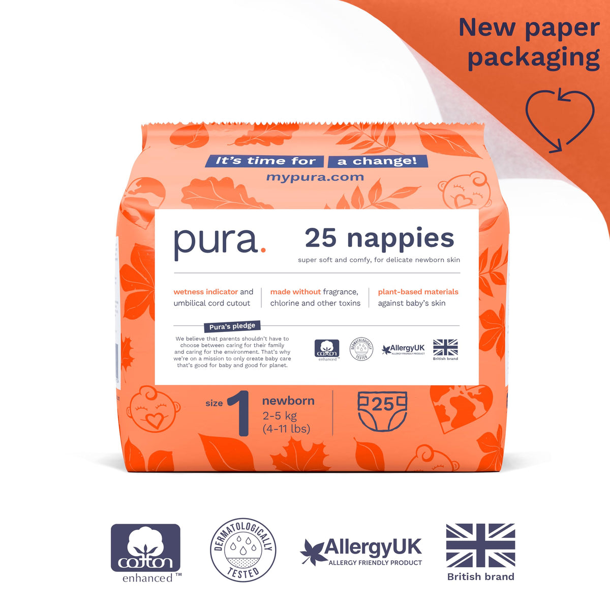 Pura Nappy Size 5 (11–16kg) 132 Count Sensitive Skin
