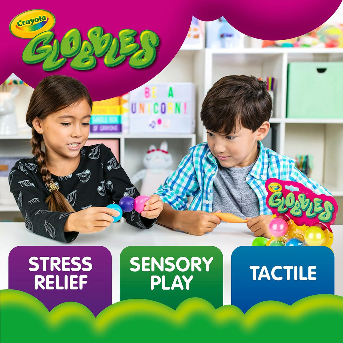 Crayola Globbles Fidget Toy, 6ct, Sticky Stress Ball, Kid Stocking Stuffers
