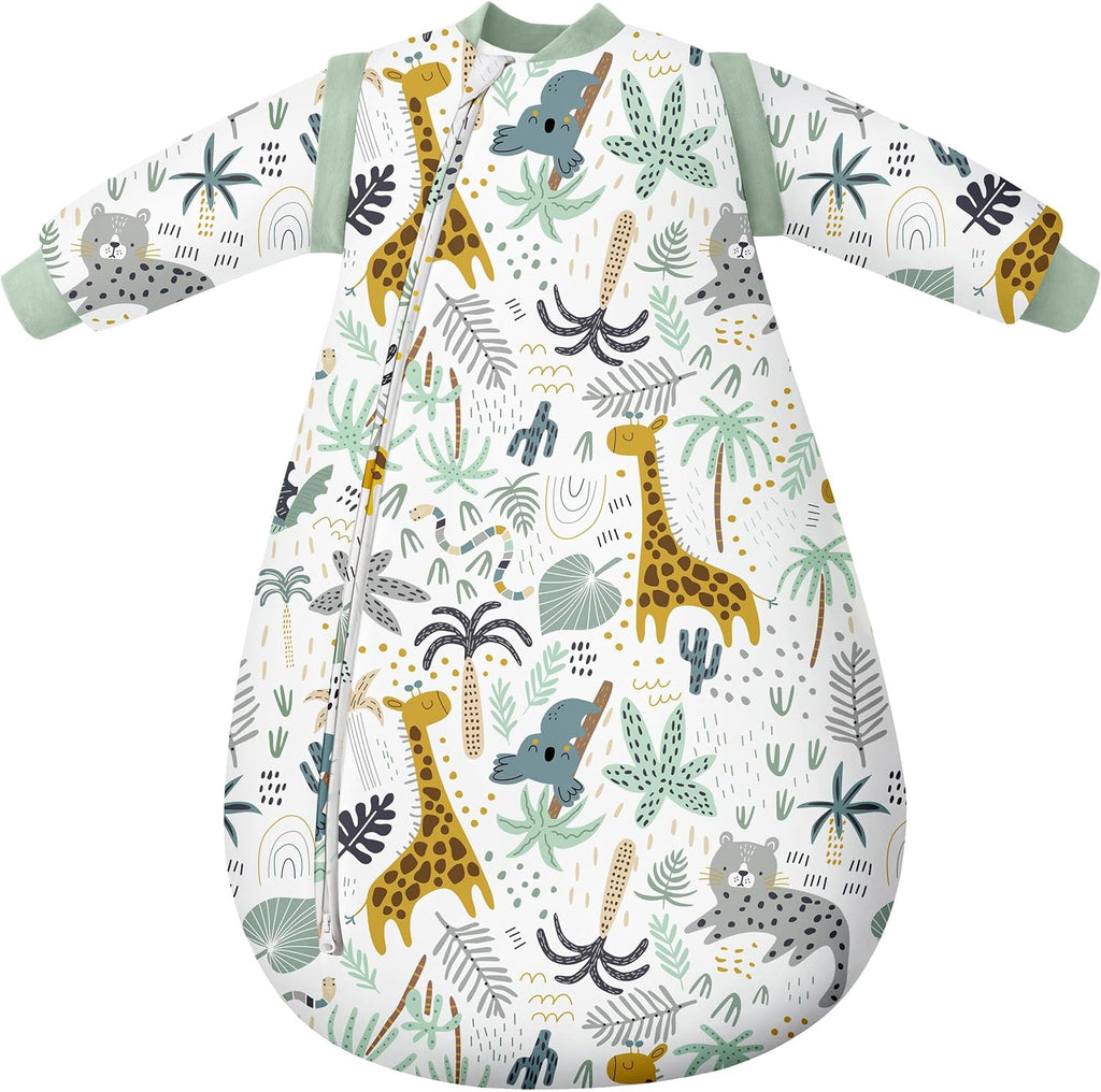 Yoofoss Baby Sleeping Bag 3.0 TOG - 6-12 Months Winter Sleeping Bag Baby with Removable Long Sleeves 100% Organic Cotton Sleep Sack Newborn Infant Toddler Giraffe
