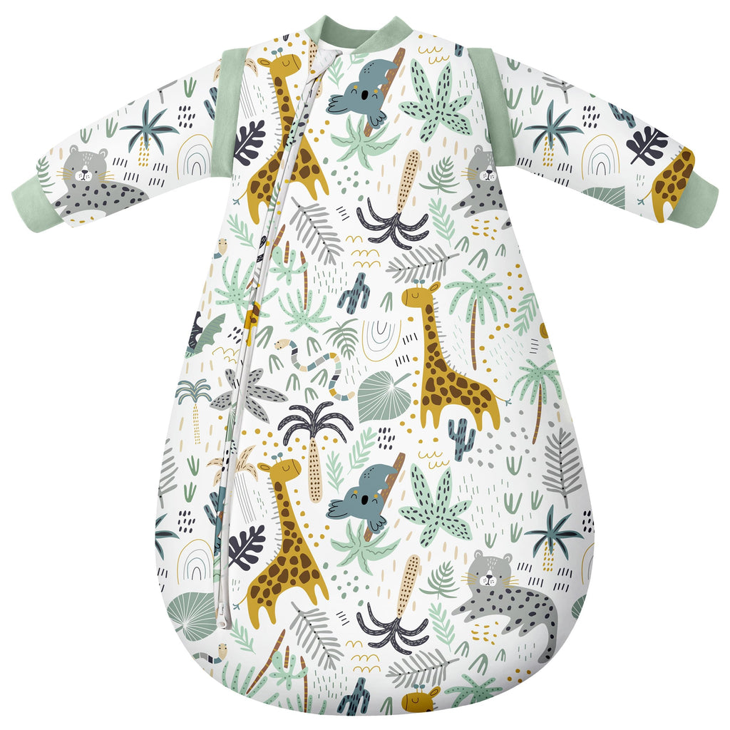 Yoofoss Baby Sleeping Bag 3.0 TOG - 6-12 Months Winter Sleeping Bag Baby with Removable Long Sleeves 100% Organic Cotton Sleep Sack Newborn Infant Toddler Giraffe