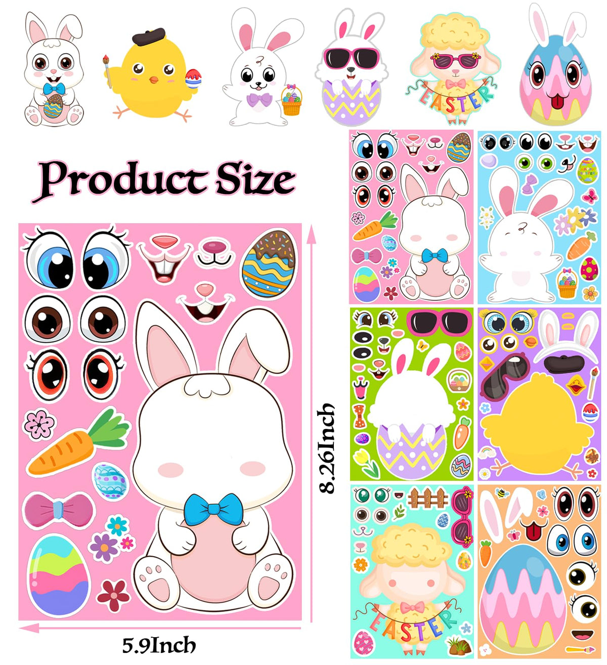 HSHFAMIIY 24 PCS Animal Face Stickers – DIY Decorative Animal Character Stickers for Crafts, Scrapbooking, Party Decorations, Gift Wrapping & Holiday Projects