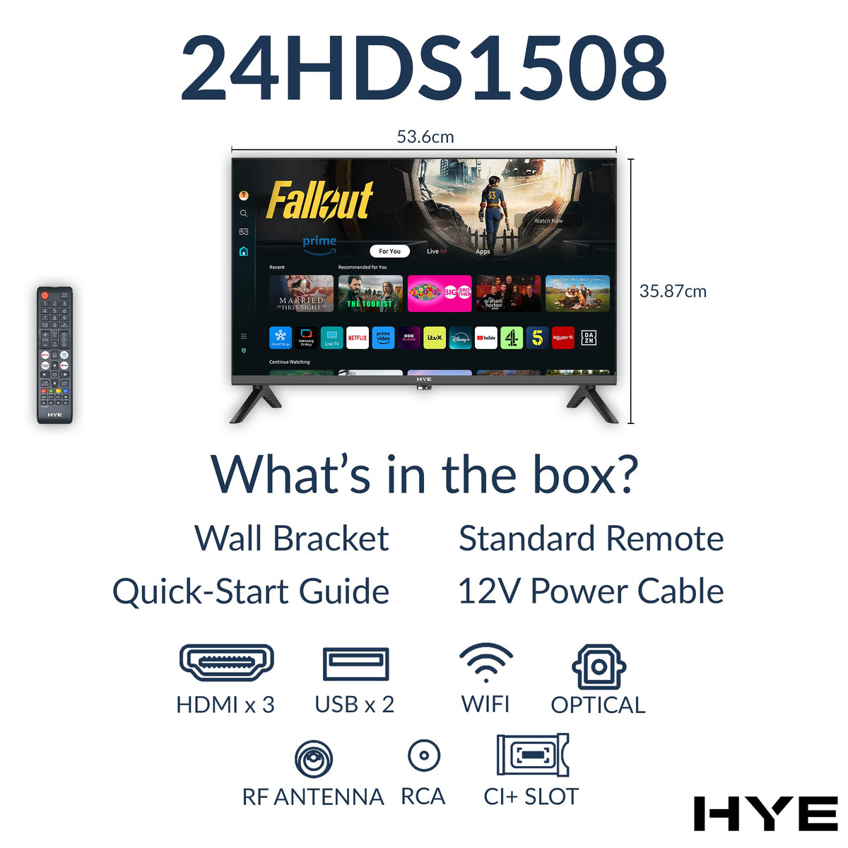 HYE 43" LED Smart TV - 4K Ultra HD, Samsung Tizen OS & Gaming Hub, Black