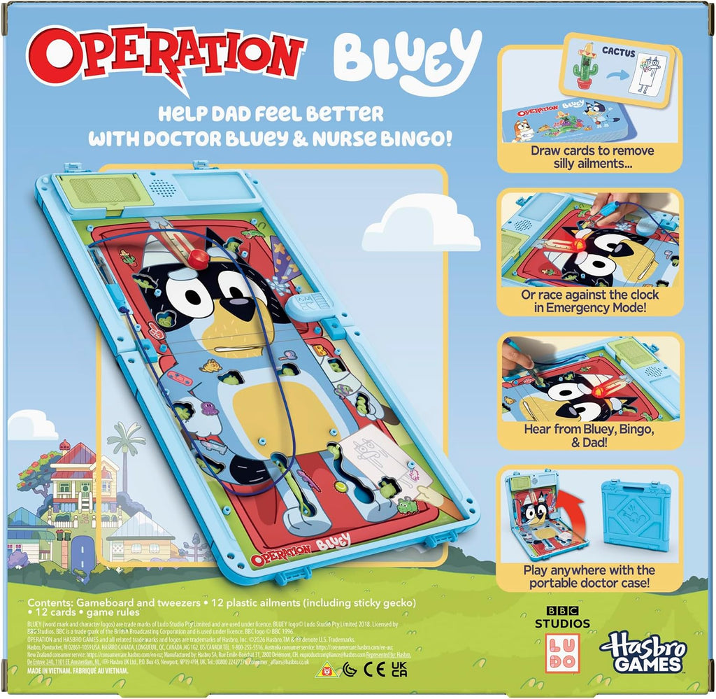 Operation Bluey Edition Board Game for Kids – Electronic Talking Game with All-in-1 Carrying Case – 2 Ways to Play – 1+ Players – 10 Mins. – Ages 6+ (Amazon Exclusive)