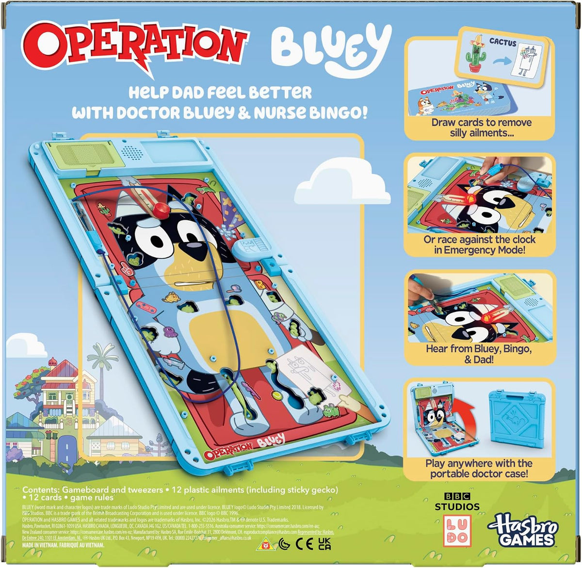 Operation Bluey Edition Board Game for Kids – Electronic Talking Game with All-in-1 Carrying Case – 2 Ways to Play – 1+ Players – 10 Mins. – Ages 6+ (Amazon Exclusive)