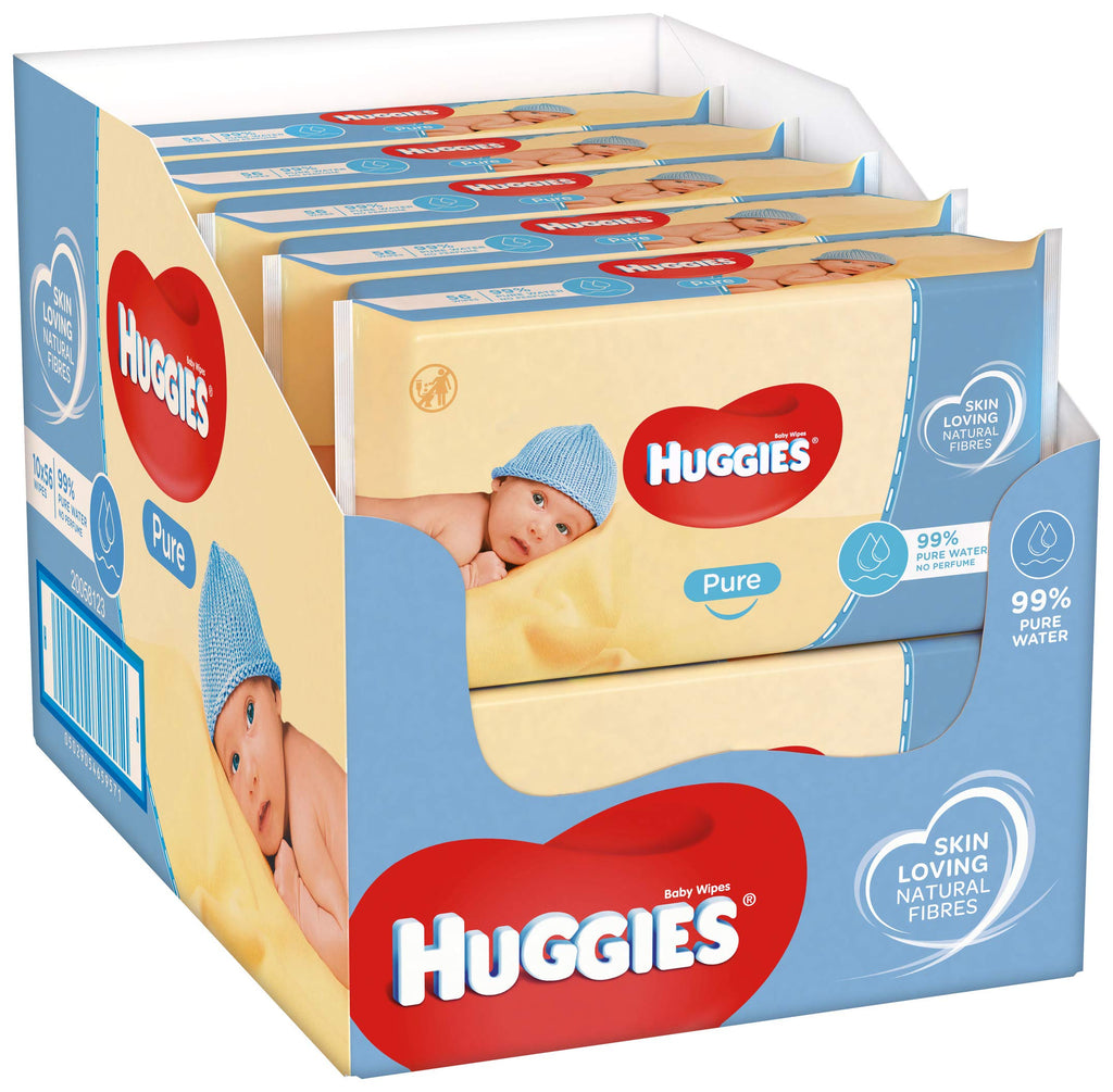 Huggies Pure Plastic Free Baby Wipes - Pack of 18 (864 Wipes) - 99% Water Wet Wipes, Fragrance Free, Hypoallergenic, Better Cleaning, Soft and Gentle on Babies' Delicate Skin