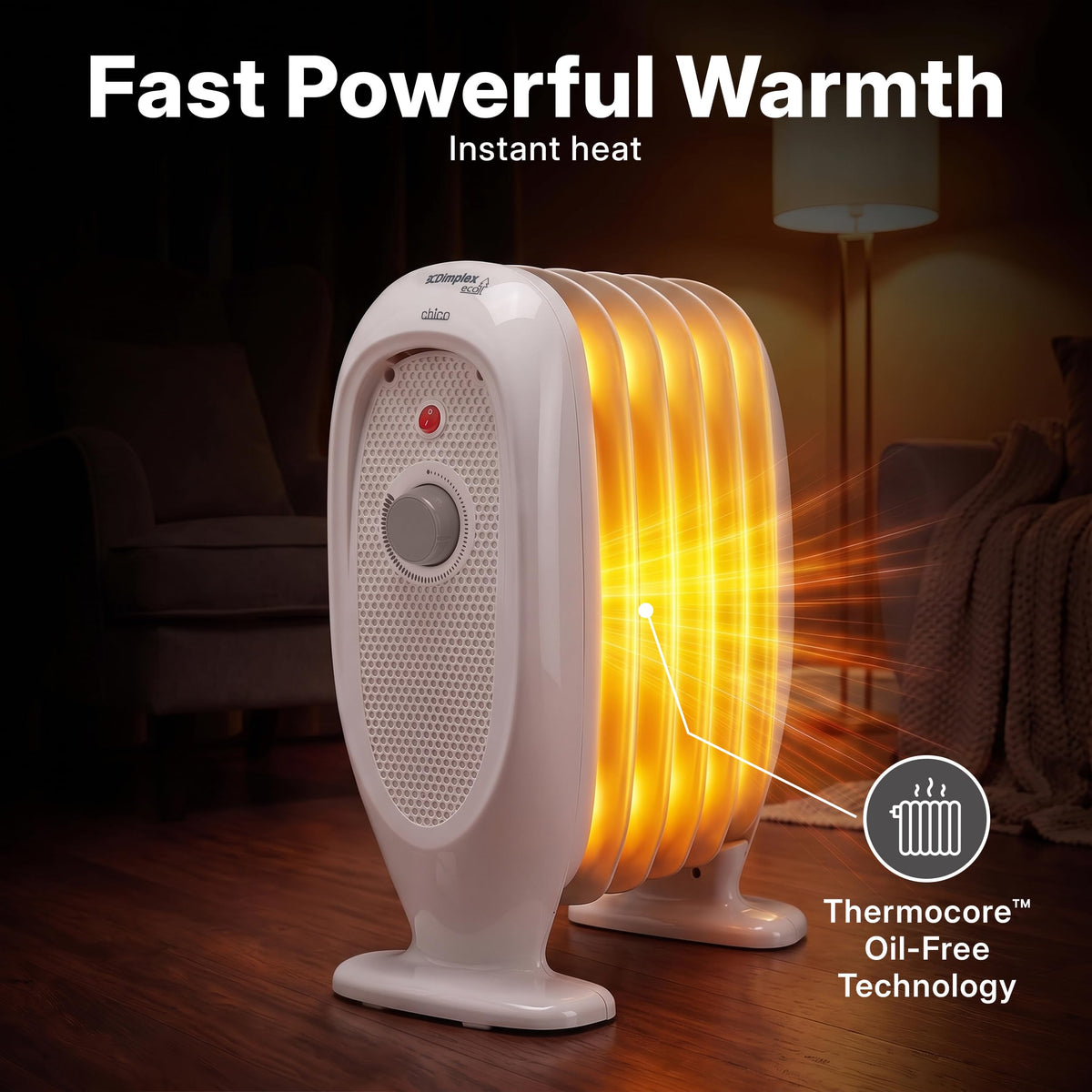 Dimplex ECR20TIE Oil Free Portable Radiator, 2kW Electric Heater, Timer