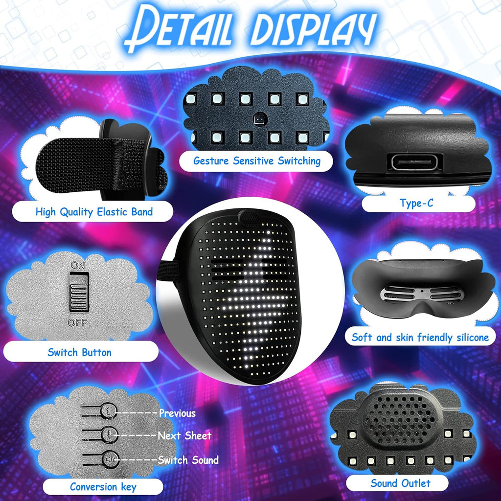 Depointer Life LED Mask Face-Transforming Light up Mask Cool Gifts for Boys